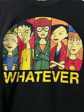 MTV Adult Tee TV Series DARIA “Whatever" Black Graphic T-Shirt Size Large
